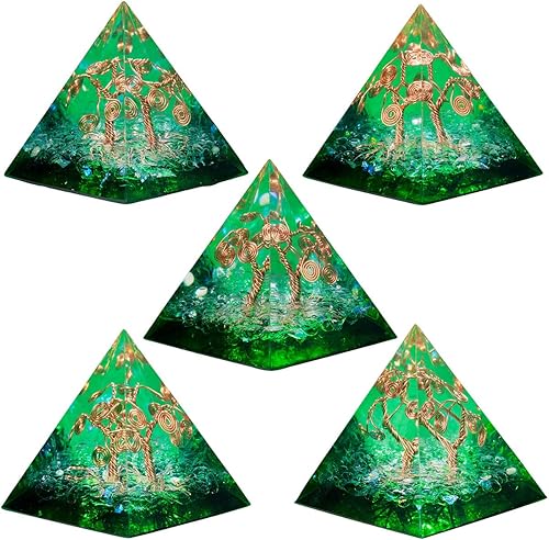 Miniatura 9 de mookaitedecor Pirámide de cristal de cuarzo de roca con árbol de la vida de cobre, cristales curativos orgonita para protección, meditación, yoga,