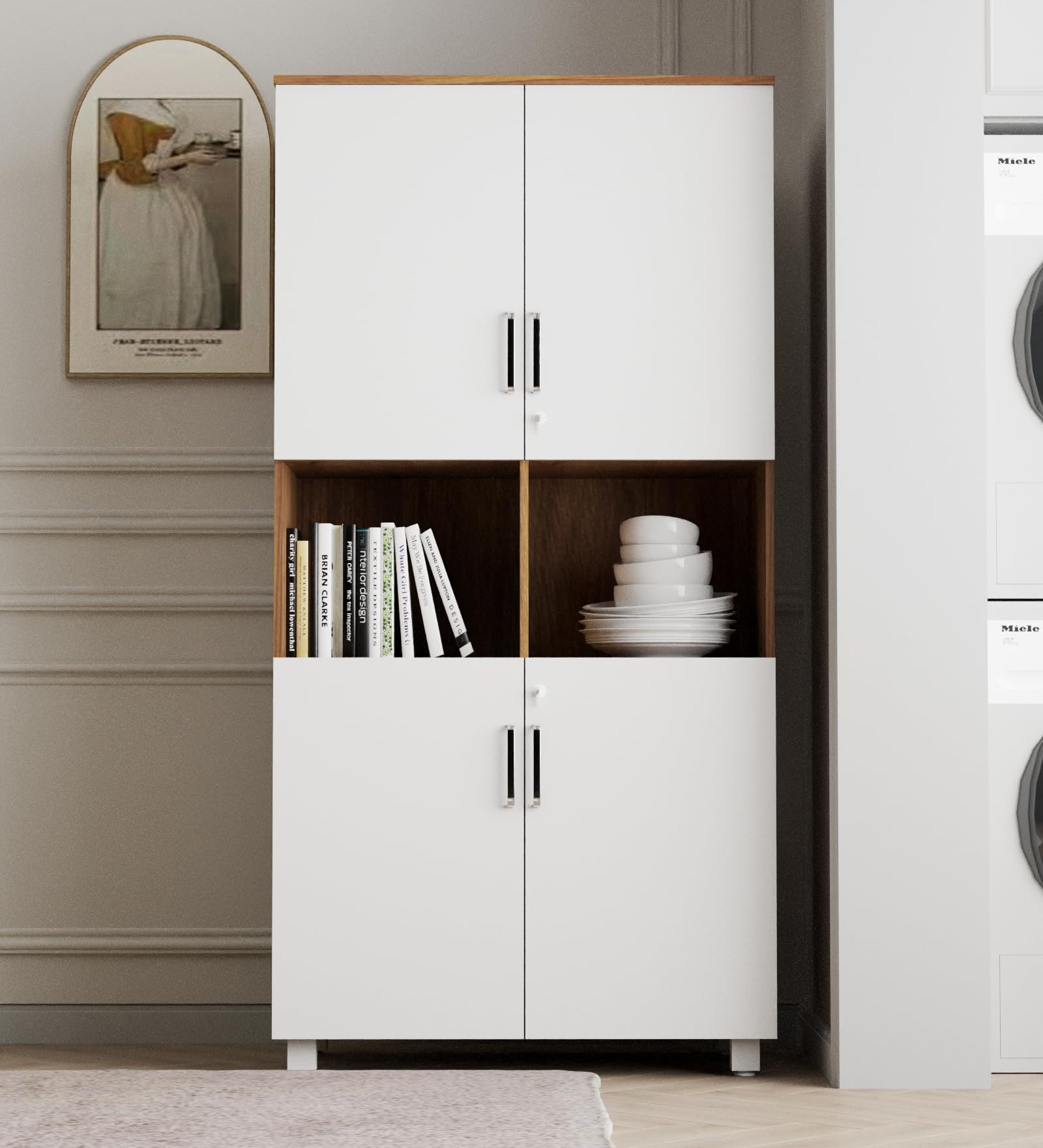 NEUDOT Ronald Band 4 Door Multipurpose Cabinet | Engineered Wood