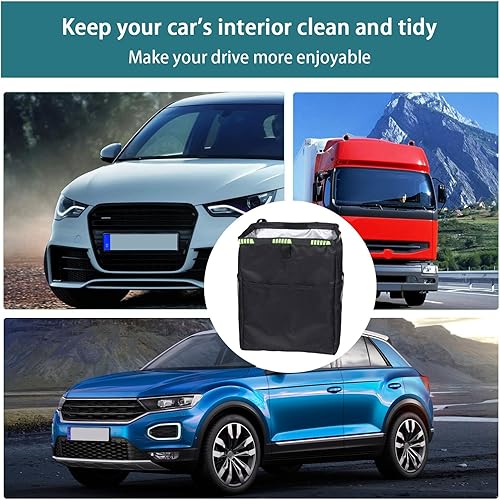 Miniatura 6 de Cubo de basura colgante para automóvil con bolsas de almacenamiento, impermeable, a prueba de fugas, plegable, con correas ajustables, organizador