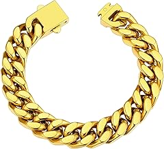 ChainsHouse Gourmette Bracelet pour Homme Garçon en Acier Inoxydable Argent Or Noir Longueur 19/21/23cm Gourmette Poignet Chaine Maille Cubaine Grosse 5/7/9/12 mm Bracelet Ado Cadeau Père