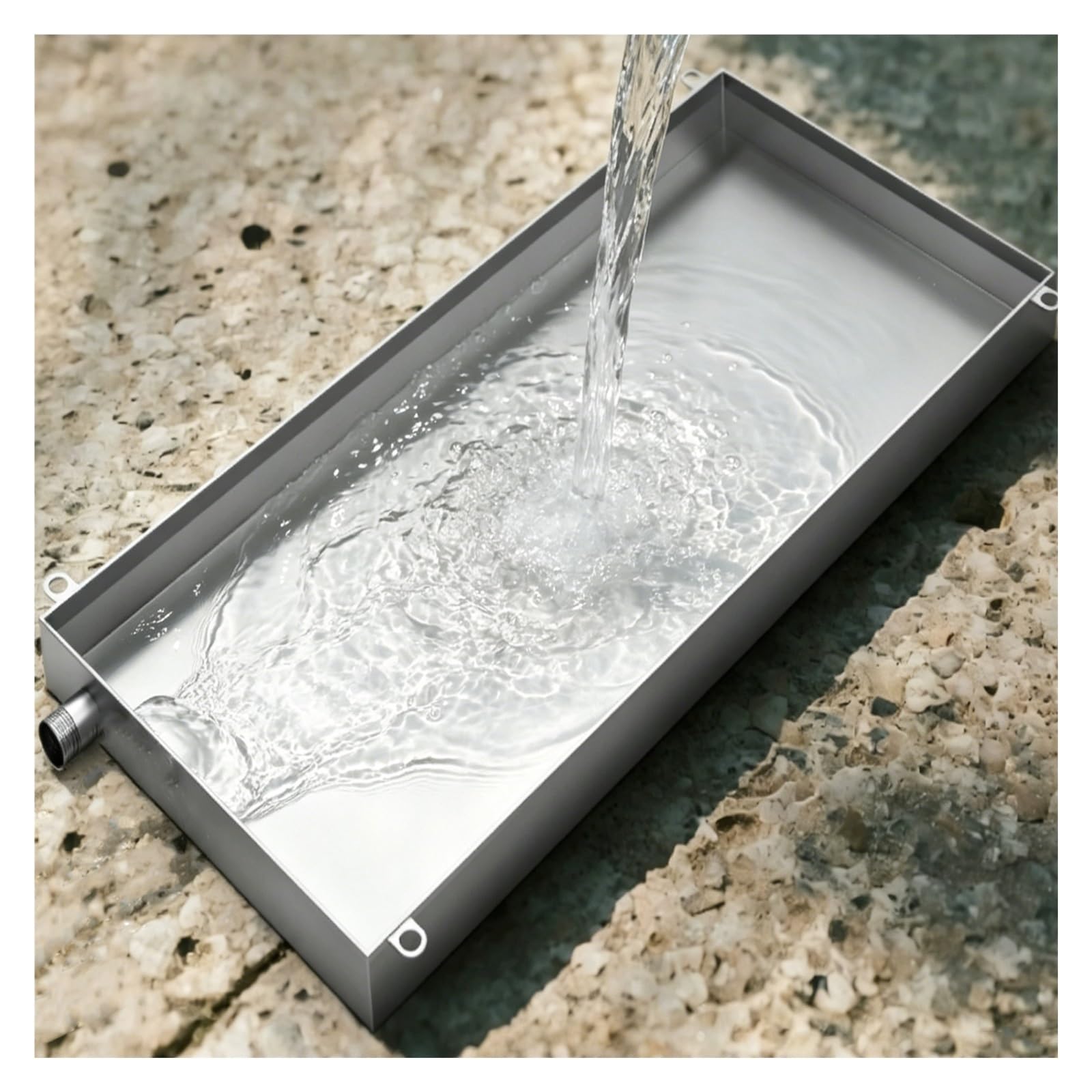 MZZKFC Ac Drip Pan 0.03in Depth，304 Stainless Steel Condensate Drain Pans with 9.8ft Drainage Hose & Clamps，square Window Ac Water Drain Tray for Refrigerator(33x18in/85x45cm)