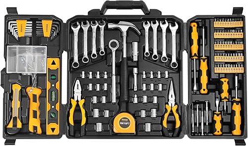 KREBS Kit de herramientas mecánicas de 168 piezas para el hogar, kit de mano general con juego de herramientas de llave inglesa, estuche de
