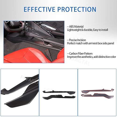 Miniatura 4 de Co-Pilot - Cubierta de panel lateral de caja de reposabrazos compatible con Chevrolet Corvette C8 2020-2023, moldura de panel lateral del conductor