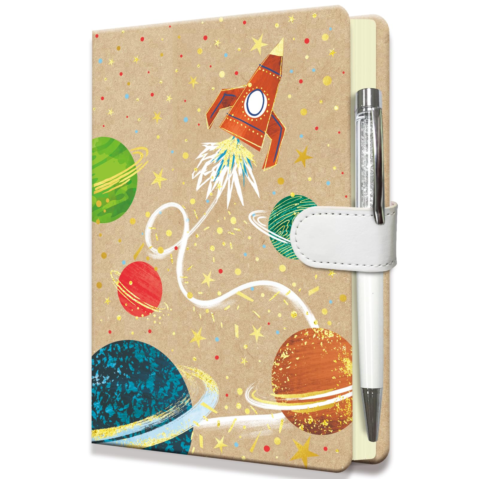 DWIYITTN Rocket Notebook for Girls Gifts for Teens Hardcover Girls Journal with Pen and Magnetic Buckle Closure 192 Pages 19x13.5cm Lined Undated Diary
