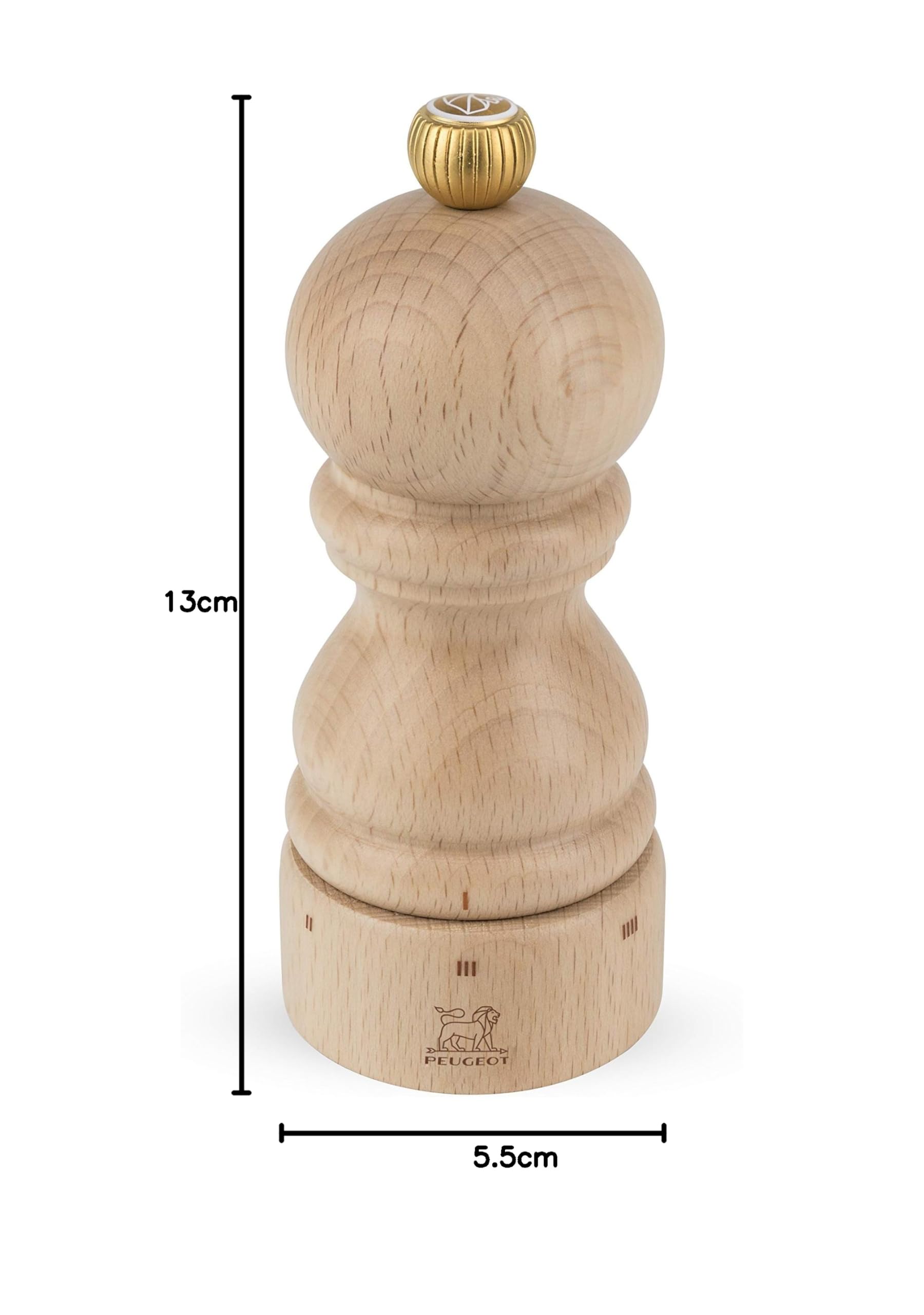 PEUGEOT - Moulin à Sel Paris u'Select 12 cm - 6 Réglages de Moutures Prédéfinies - En Bois Labellisé PEFC - Fabrication Française - Coloris Naturel