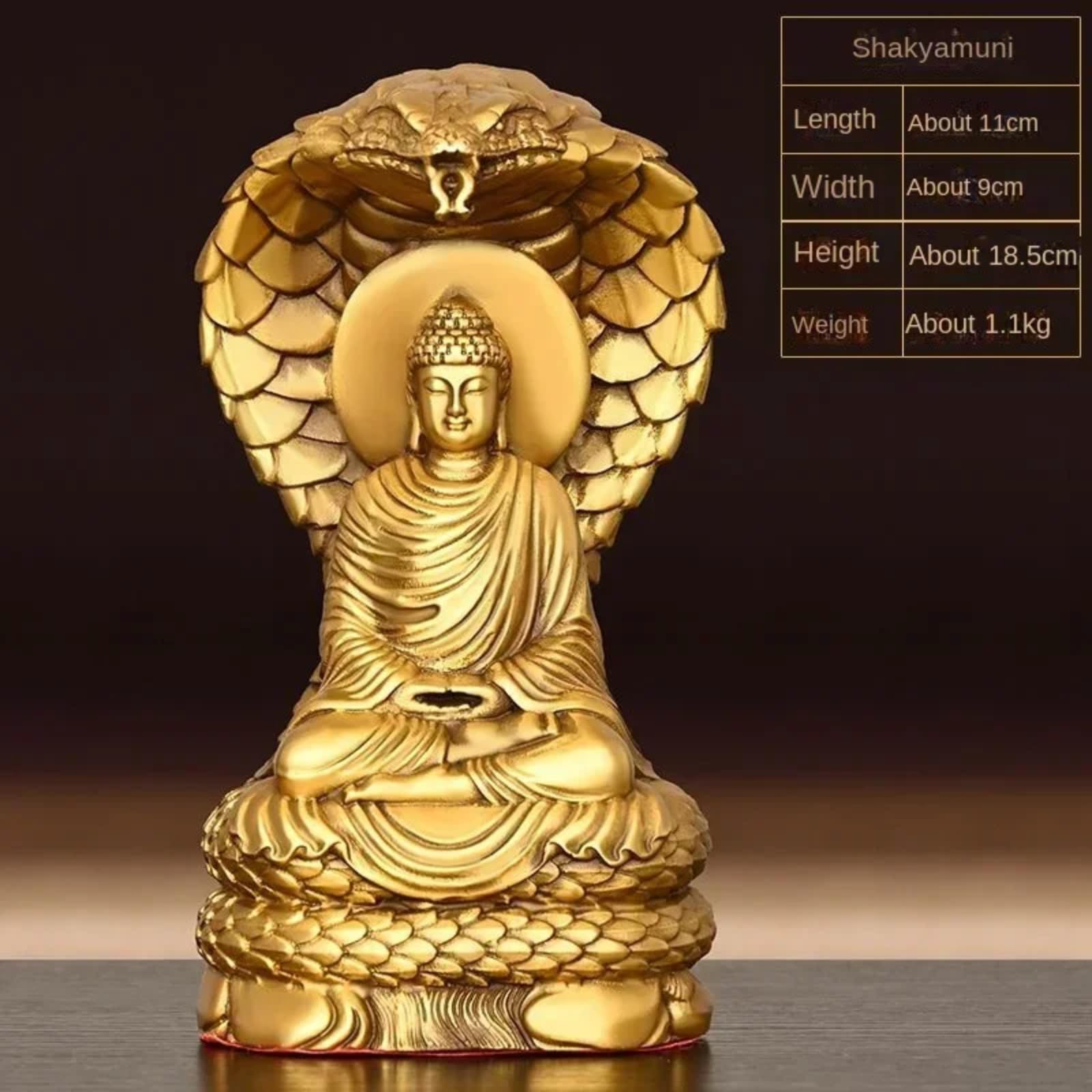 Statua di Buddha Shakyamuni in rame, 18,5 cm, scultura per casa, soggiorno, camera da letto