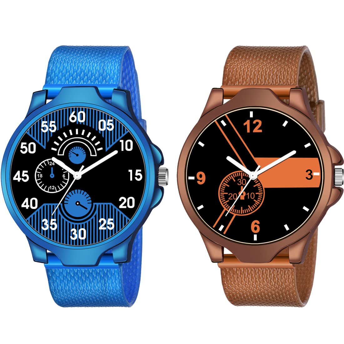 GOLDENIZE FASHION Stylish Analog Multicolor Dial and Waterproof Belt Wrist Watch for Boy & Men (Pack of 2) (B0B6F3VKSR) Amazon Price History, Amazon Price Tracker