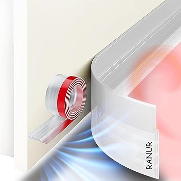 RANUR Silicone Self Adhesive Door Bottom Sealing Strip Guard for Home Door Protector for Home from Dust, Insects, Waterproof, Soundproof Door Seal, Door Air Blocker (1 Meter, Transparent) - image, photos