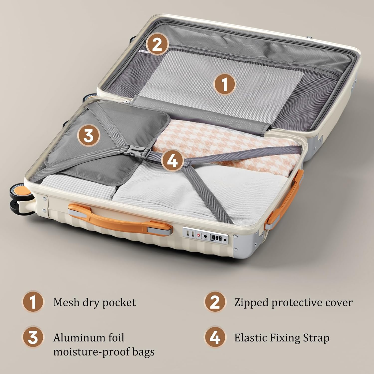 Joyway 20 Inch Carry On Luggage Airline Approved, PP Hardside Carry On Suitcase with Spinner Wheels and TSA Lock, Lightweight Luggage with Anti-Collision Corner (White, 20 Inch) - Image 6