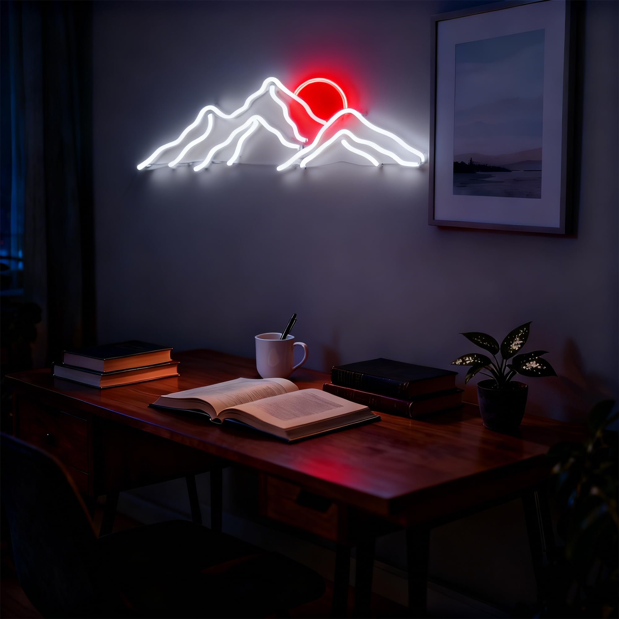 LED Mountains Sonnenaufgang Sonnenuntergang Wave Neon Signs Dimmbare Neon Schild 5V USB Stromversorgung Wanddekoration Lampe für Zuhause,Studentenwohnheim,Salon,Bar,Party Geschenk