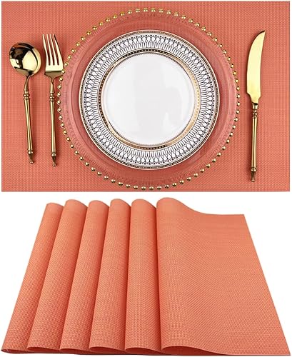 Miniatura 8 de WAZAIGUR Manteles individuales, manteles individuales de vinilo tejido entrecruzado, fáciles de limpiar, duraderos, antideslizantes, resistentes al