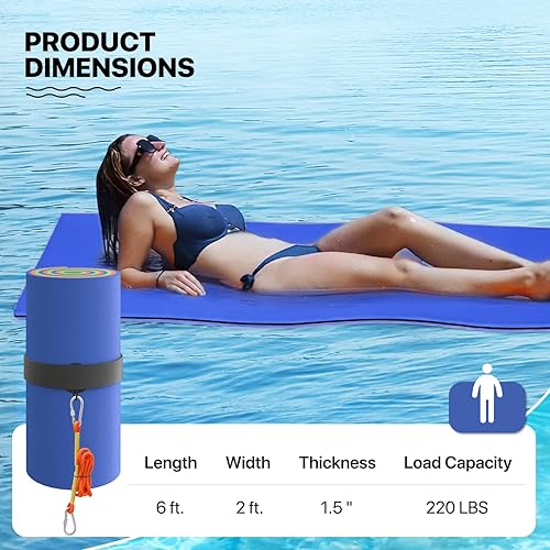 Miniatura 2 de MADOG - Tapete de agua flotante para exteriores de 6 x 2 pies para adultos, playa, lago, océano, piscina, tamaño grande, 3 capas, resistente a