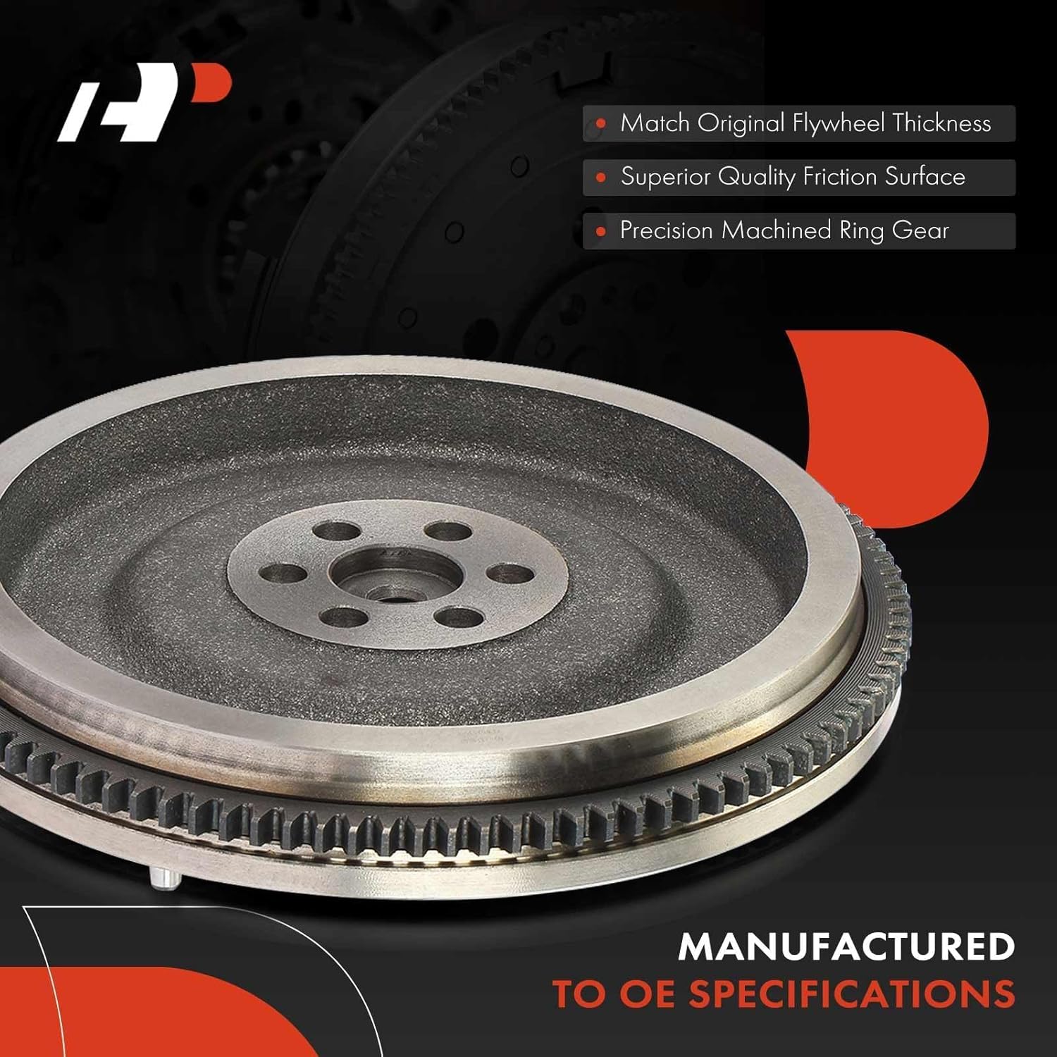 A-Premium Clutch Flywheel Compatible with Hyundai Elantra 2000-2006, Tiburon 2001 2003-2008 & Kia Spectra 2004-2009, Spectra5 2005-2009, 2.0L, 6 Bolt Holes, 106 Teeth, Manual Transmission