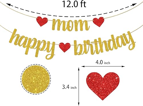 Miniatura 2 de Cartel de feliz cumpleaños con texto en inglés "Mom Happy Birthday", decoraciones para fiesta de cumpleaños de las mujeres, suministros de fiesta de