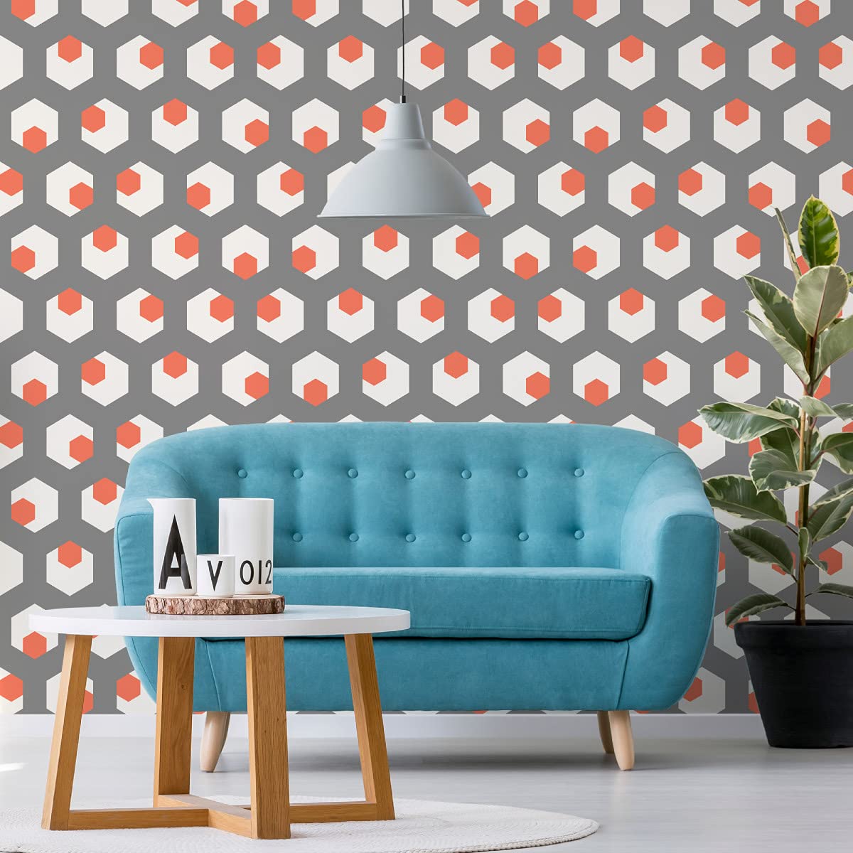 Muralo Tapeta 10 m rolka tapety z włókniny, sześciokątne, minimalistyczne, mozaika, wzór geometryczny, tapeta z włókniny, 1000 x 53 cm, tapeta ścienna, do salonu, sypialni, nowoczesna dekoracja