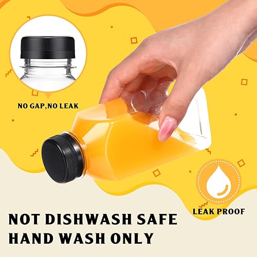 Miniatura 4 de Zhehao 200 botellas vacías de plástico de 10 onzas con tapas, recipientes cuadrados transparentes para bebidas, pequeñas botellas reutilizables