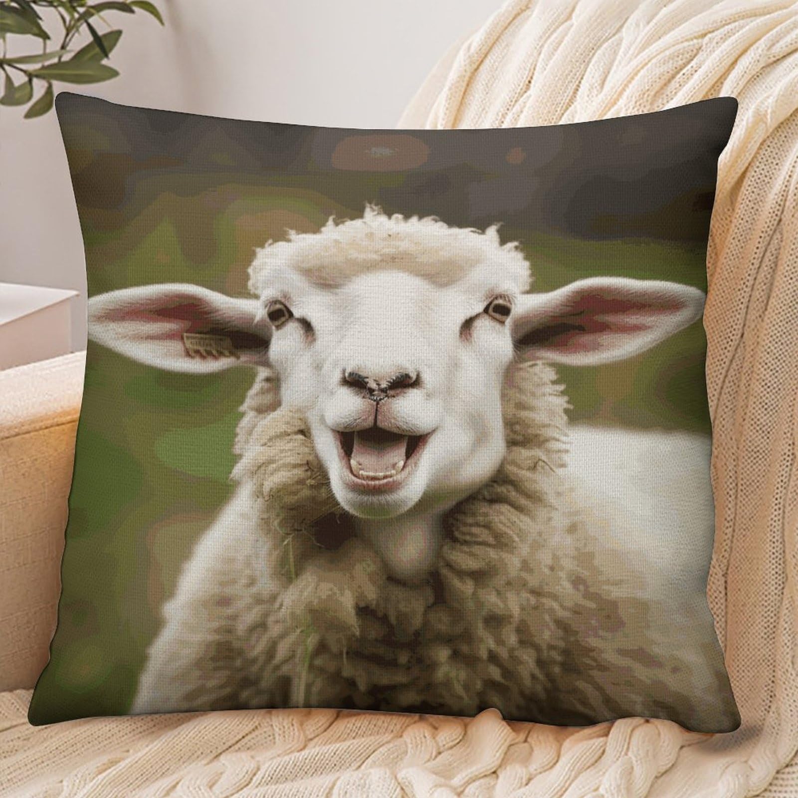 Fekiloot Style Funny Naughty Sheep Tongue Cute Animal Pillowcase Pillow Sham Pillow Case