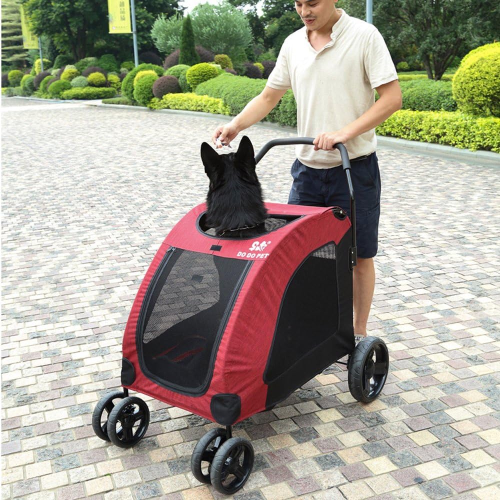Paw Essentials JX-057 Expedition Pet Stroller for Cats and Dogs - up to 90lbs (RED)