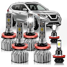 Fit for Nissan Rogue 2014 2015 2016 2017 2018 2019 2020 / Rogue Sport 2017-2020 Car Light Bulbs Set, 800% Brightness 6500K White Lights, High Beam Low Beam Fog Light Combo, Plug n Play, IP68 Pack of 6