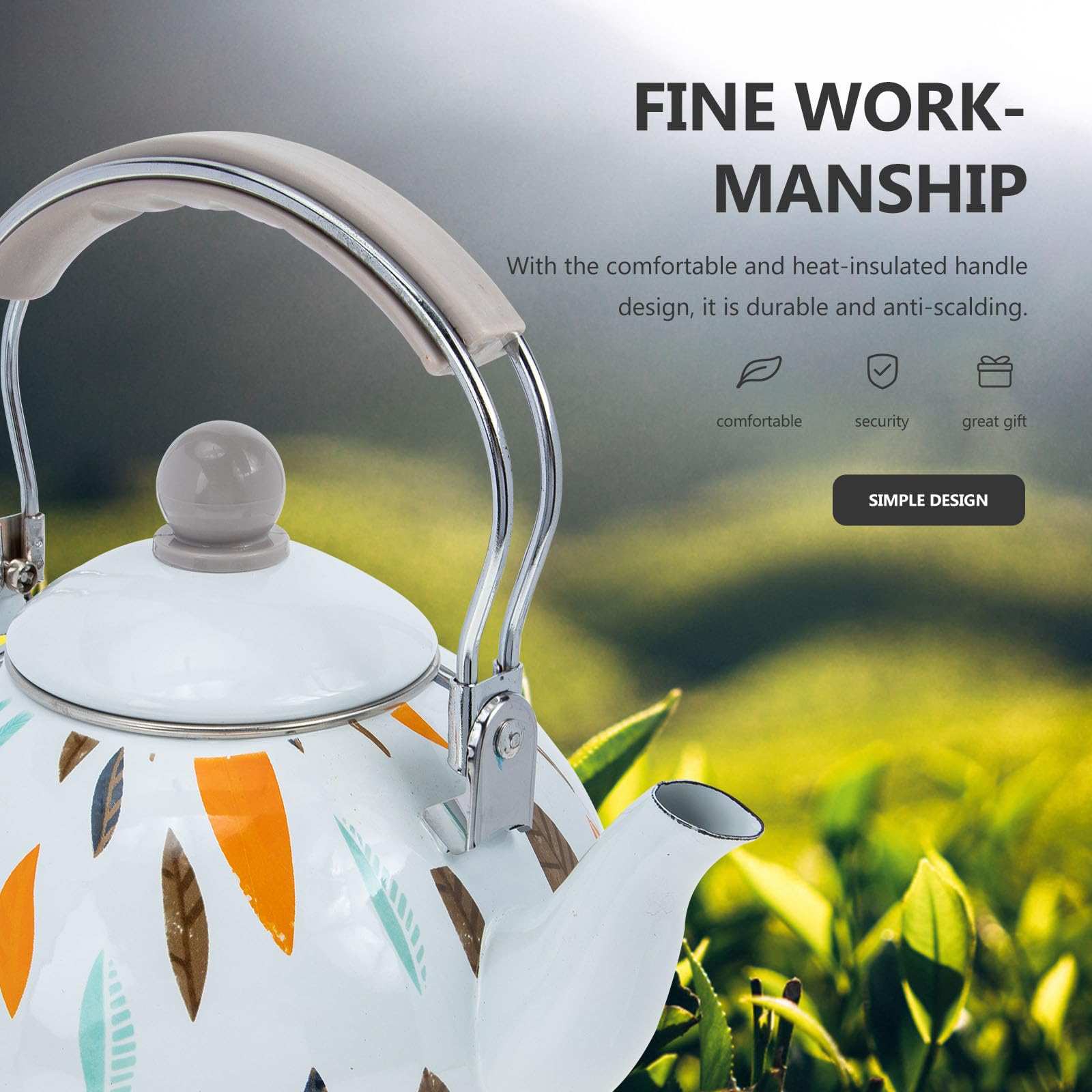 CHILDWEET Tetera Esmaltada de 3l Mango Cómodo y Diseño Vintage para Cocina de Inducción y Uso Doméstico, Hervidor Rápido y Seguro contra Quemaduras