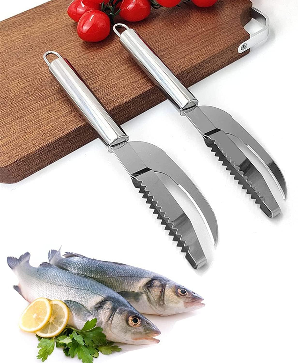 2 pcs Stainless Steel 3 in 1 Fish Maw Knife,Fish Scale Knife Cut/Scrape