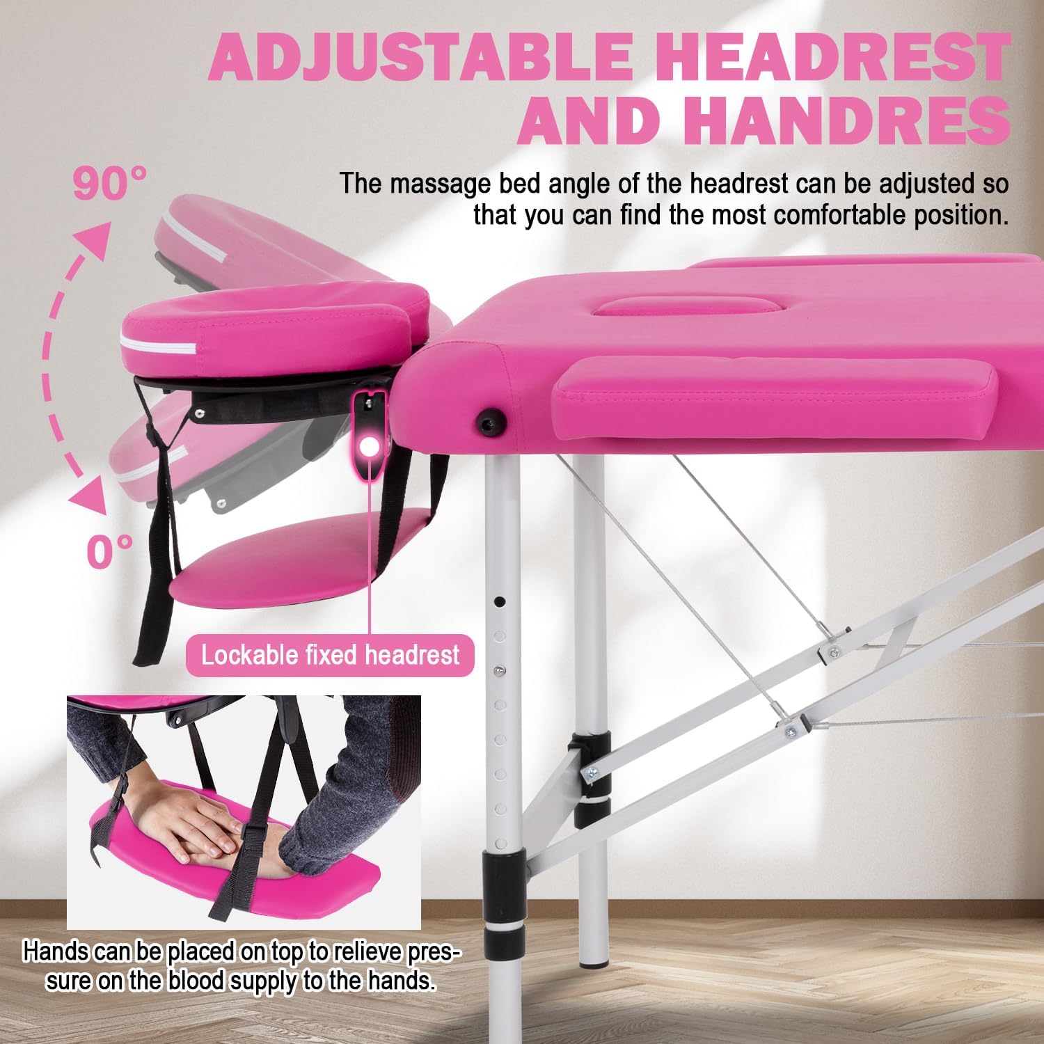 PayLessHere Massage Table Portable Massage Bed Aluminium 3 Folding Lash Bed Spa Bed Height Adjustable Spa Table with Non-Woven Bag for Spa Footmassage Facial CareSpa Tattoo