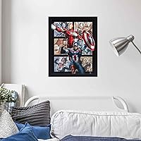 Vista 6 de Marvel Avengers - Decoración de pared de madera enmarcada con Capitán América, Iron Man y más - Arte de pared clásico de Marvel Avengers