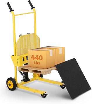 Hydraulic Material Lift, Heavy Duty 440lbs Capacity Pallet Truck Dolly, Lift Table,Fork Lift, 36" Max Lift Winch Stacker,Multifunctional Hydraulic Hand Truck with Steel Platform Board,Adjustable Forks