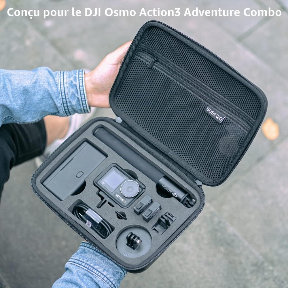 Mallette de Transport DJI Action 4 étanche en Surface, Sac de Voyage Portable Compatible avec Les Accessoires DJI Osmo Action 5 Pro/4/3 Combo Aventure