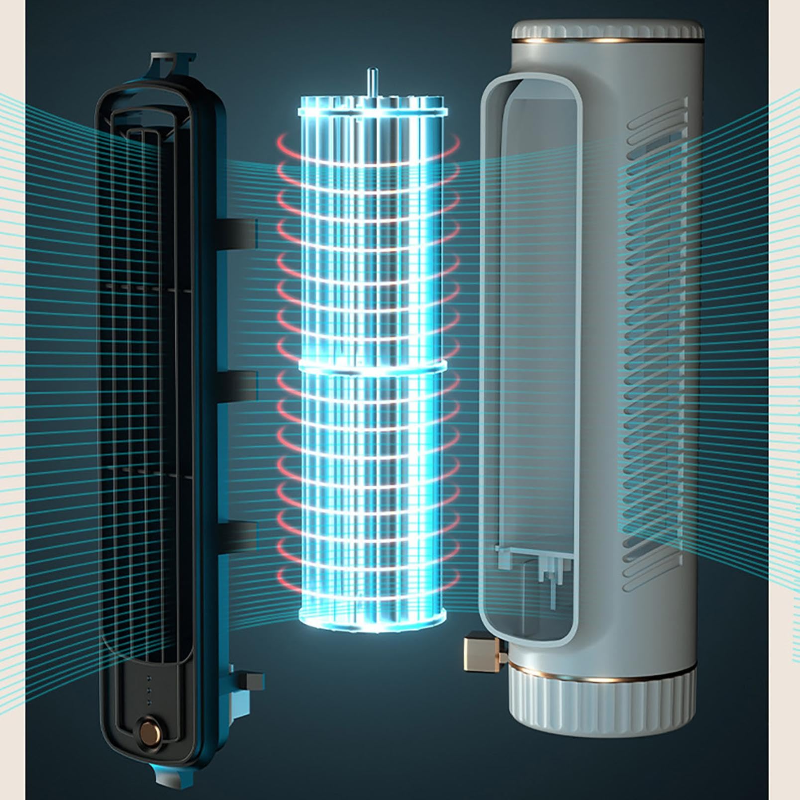 Generisch Climatizzatore portatile, mini condizionatore d'aria senza finestra, raffreddatore d'aria, tre velocità, ventilatore silenzioso senza pale, può essere posizionato orizzontalmente o