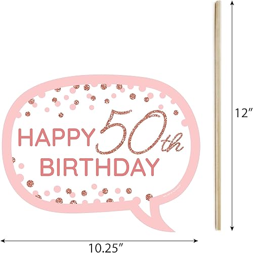 Miniatura 3 de Big Dot of Happiness Divertido 50 cumpleaños de oro rosa rosa  Kit de accesorios para cabina de fotos de fiesta de cumpleaños  10 piezas