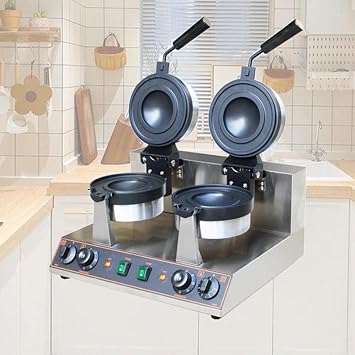 Electric Panini Press Burger Machine, 1300W Commercial Waffle Maker, Non-Stick Stainless Steel Double-Sided Heating, Doublehead