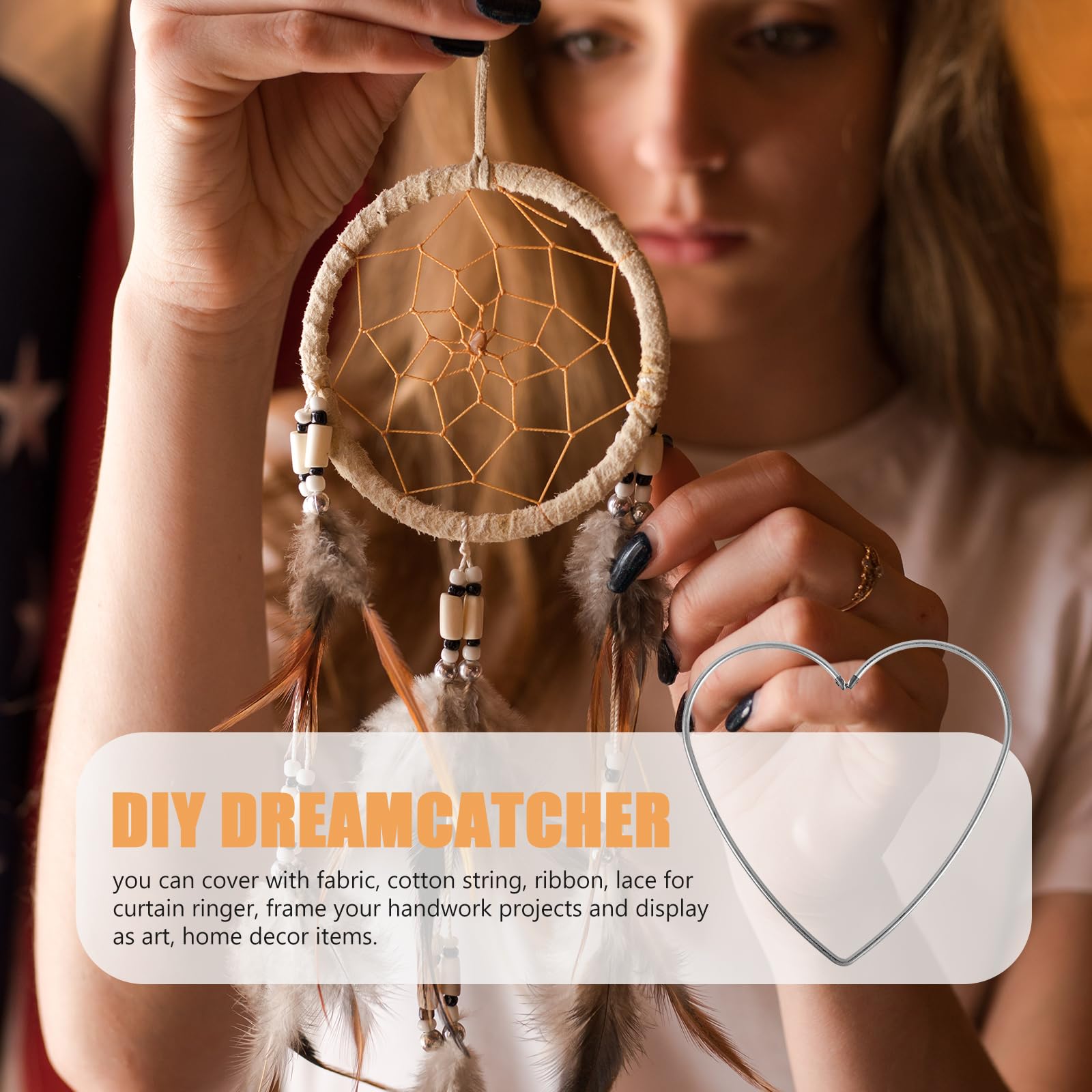 BESPORTBLE Dream Catcher Hoops: 10Pcs Heart Shaped Dream Catcher Rings - 4.68inch Metal Rings Hoops for DIY Craft Making Wedding Wreath Decoration