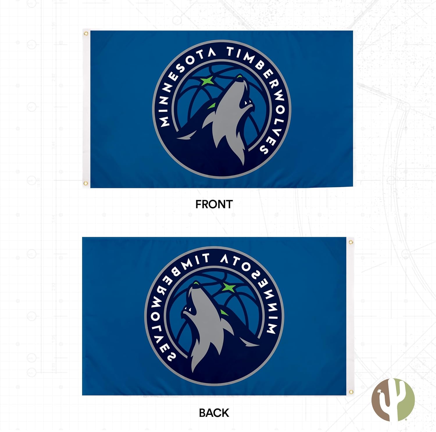 Desert Cactus Minnesota Timberwolves Flag Team NBA National Basketball Association 100% Polyester Indoor Outdoor 3x5 feet Flags (Flag C) - Image 2