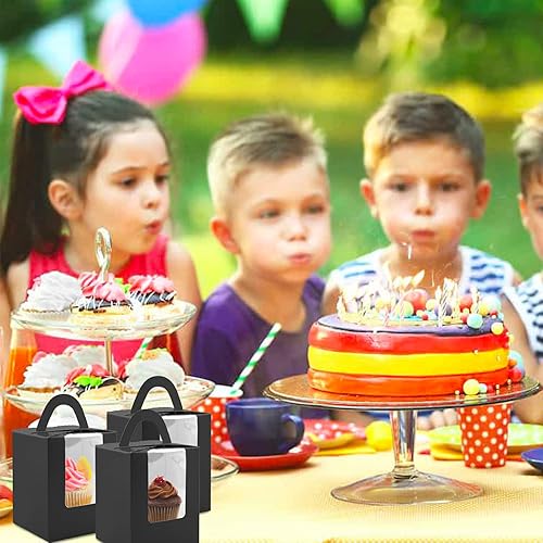 Vista 11 de Lainrrew Cajas para magdalenas, 30 cajas individuales para cupcakes, recipientes individuales para magdalenas, contenedores de pastelería con Verde