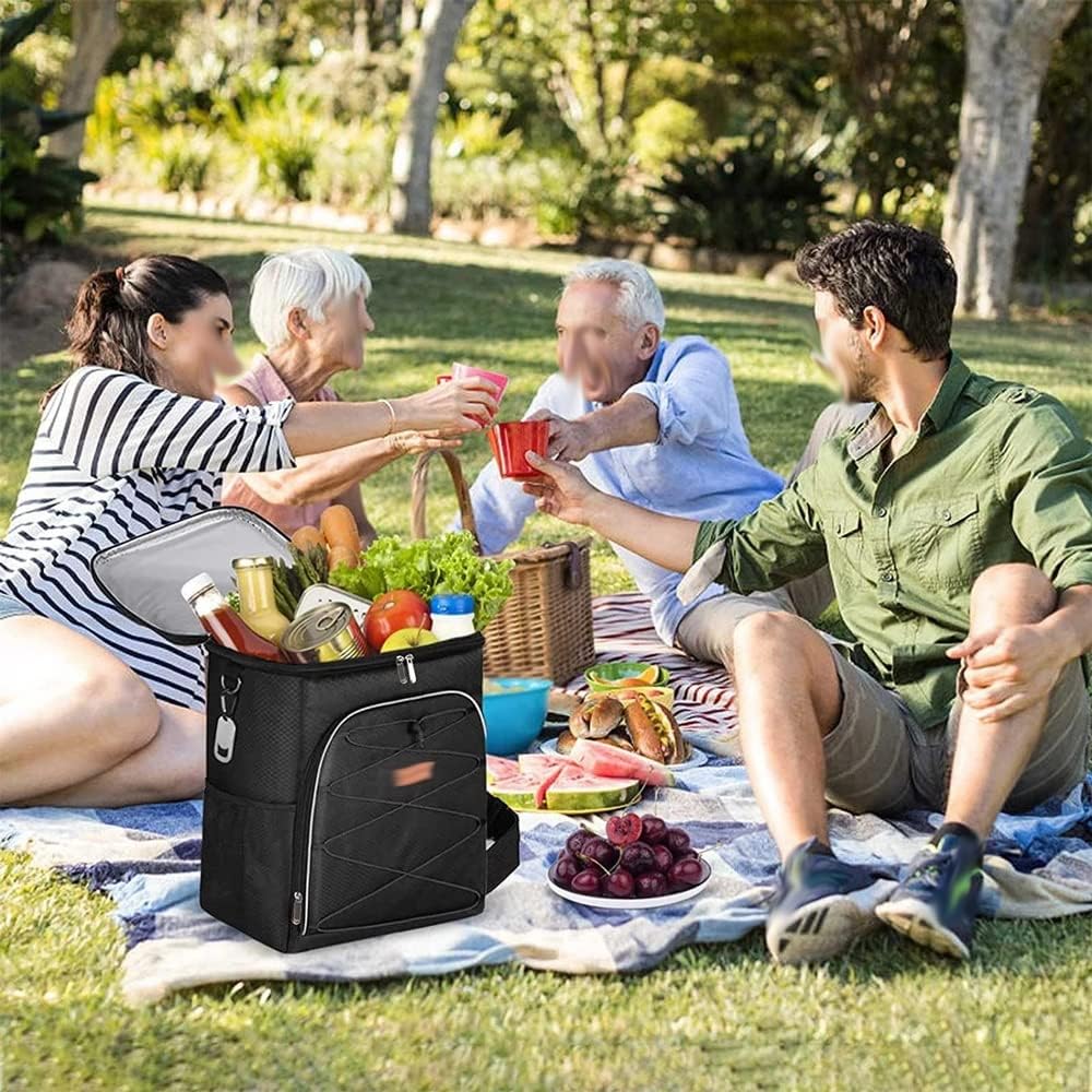 Leakproof Cooler Backpack Oxford Waterproof Picnic Thermal Insulated Bag Food Container (Black One Size) (Black One Size)