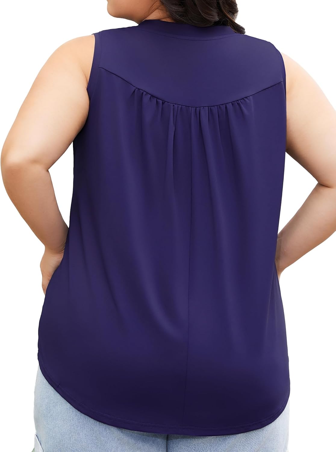 FOREYOND Plus Size Tank Tops for Women V Neck Sleeveless Tank Top Casual Basic Shirt Loose Fit Flowy Blouse 1XL-5XL - Image 2