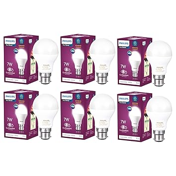 PHILIPS 7W B22 LED Cool Day Light Bulb, Pack of 6 (Ace Saver)