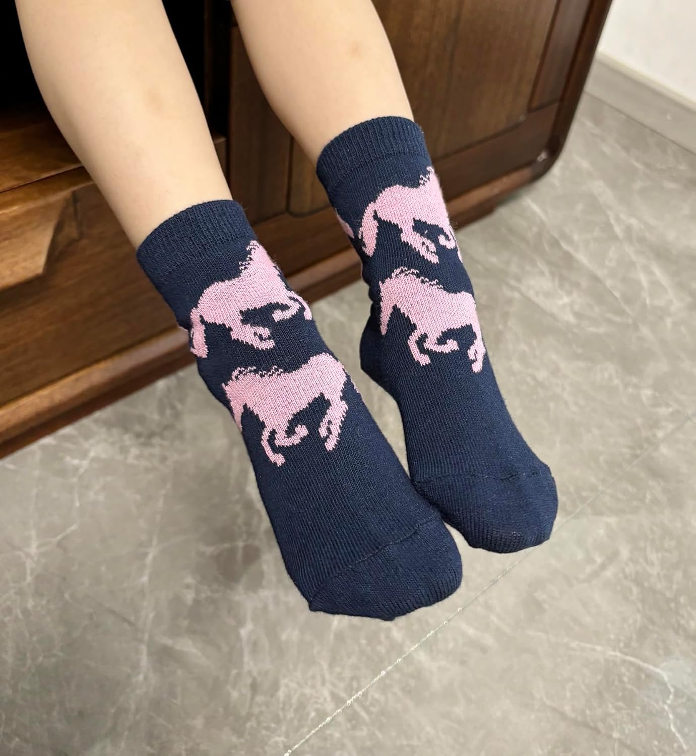 CHUNG Little Big Girls Cotton Socks Toddler above Ankle Polk Dot Crew Fashion Cartoon Cute Fun Pig - Image 7