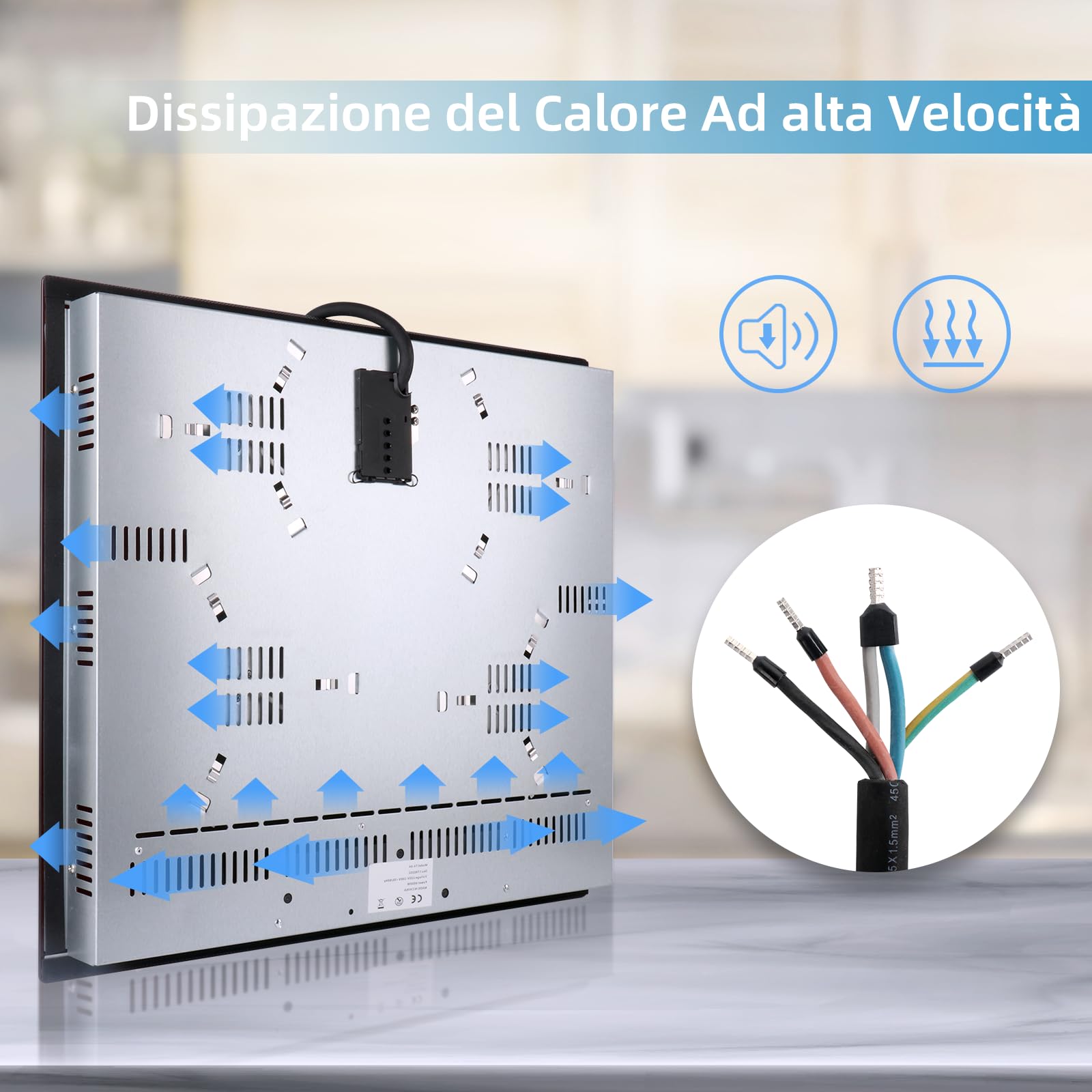 Piano cottura in Vetroceramica 4 Fuochi, WEHIMO Piano Cottura Elettrico 59cm, 7200W, 4 Zone di Cottura, Controllo Tocco, Timer, 9 Livelli di Riscaldamento