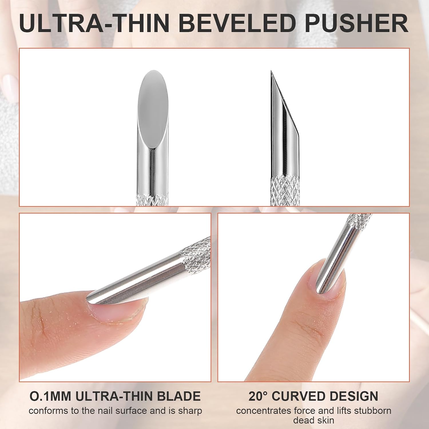 Cuticle Pusher and Cutter Remover, Dual-Ended Nail Cleaner