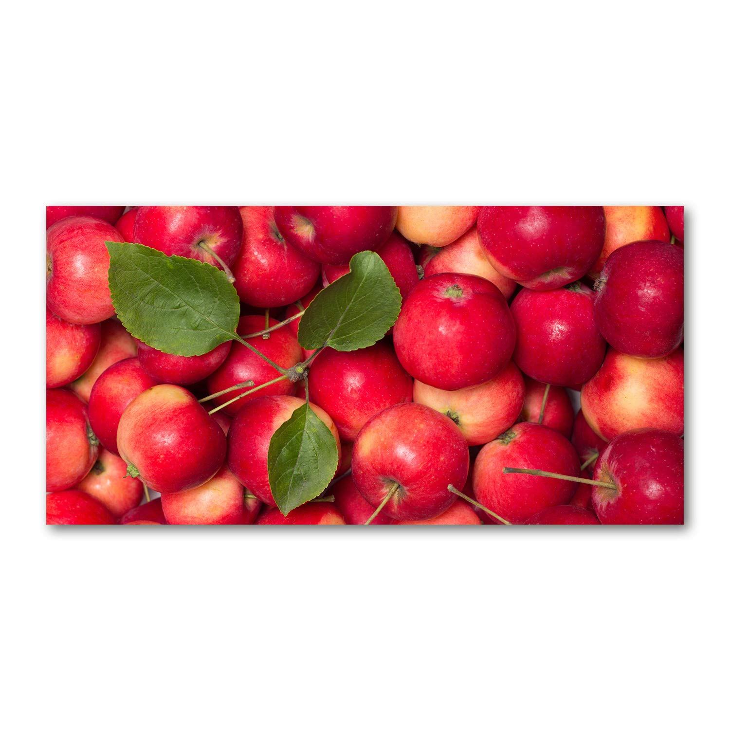 Tableau panoramique en verre de pommes rouges pour salon 120x60