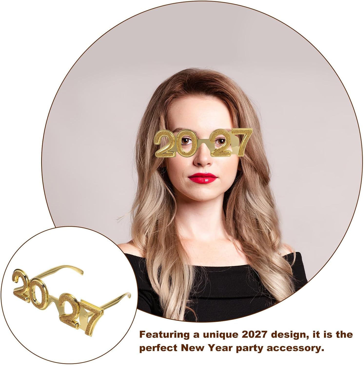 Lightweight Comfortable Photo Booth Props with Festive Design 2027 New Year Party Glasses 4pcs for Festival Celebration