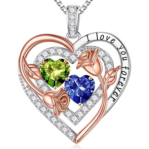 Iefil Christmas Gifts for Women - Sterling Silver Birthstone Necklace Anniversary Birthday Gifts for Her Wife Mom Daughter