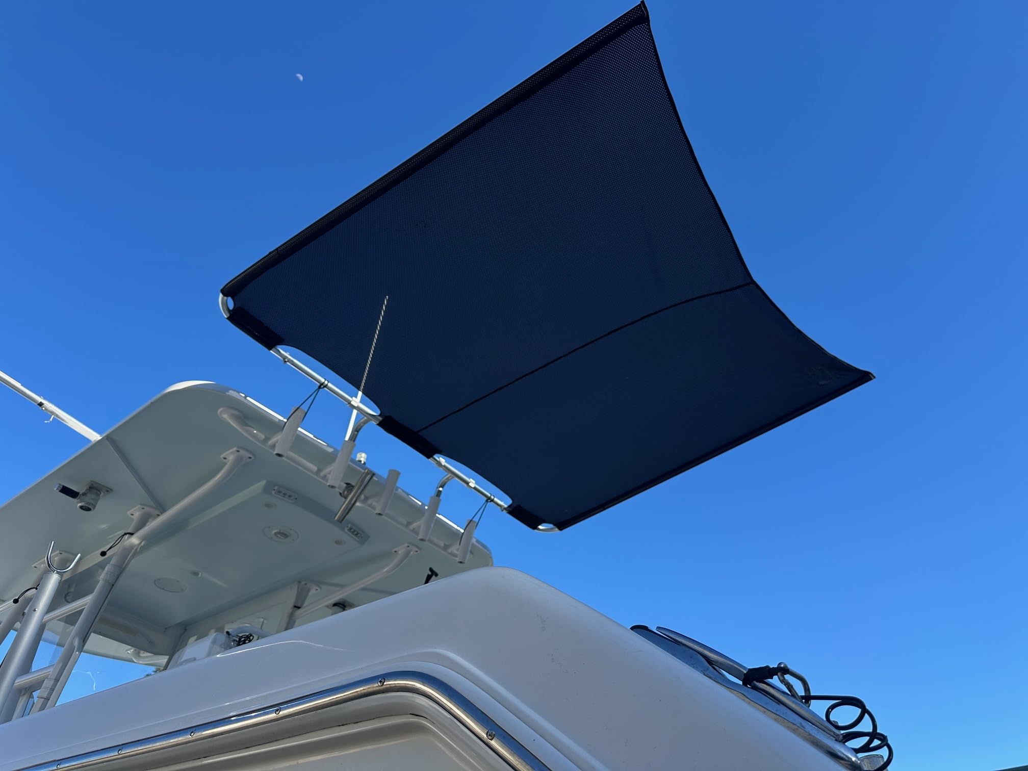 7 x 6 Black SS200 Dual Rod Holder Stern Boat Center Console Sun Shade