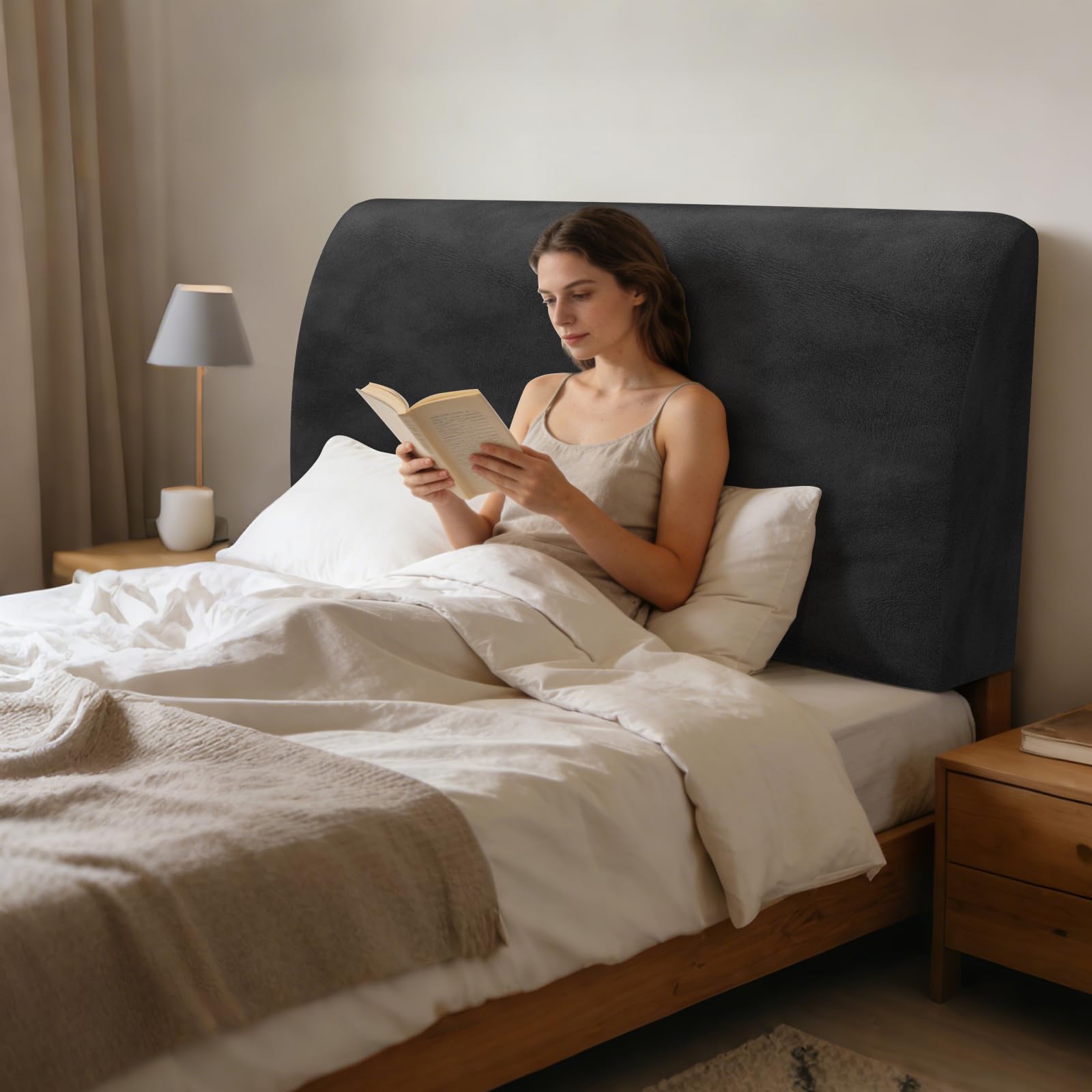Copri Testiera Letto Matrimoniale, Copri Testata Letto Matrimoniale 180 Copritestata x Letto Matrimoniale per la Decorazione Della Camera da Letto (Pile Nero Volpe Argentata)