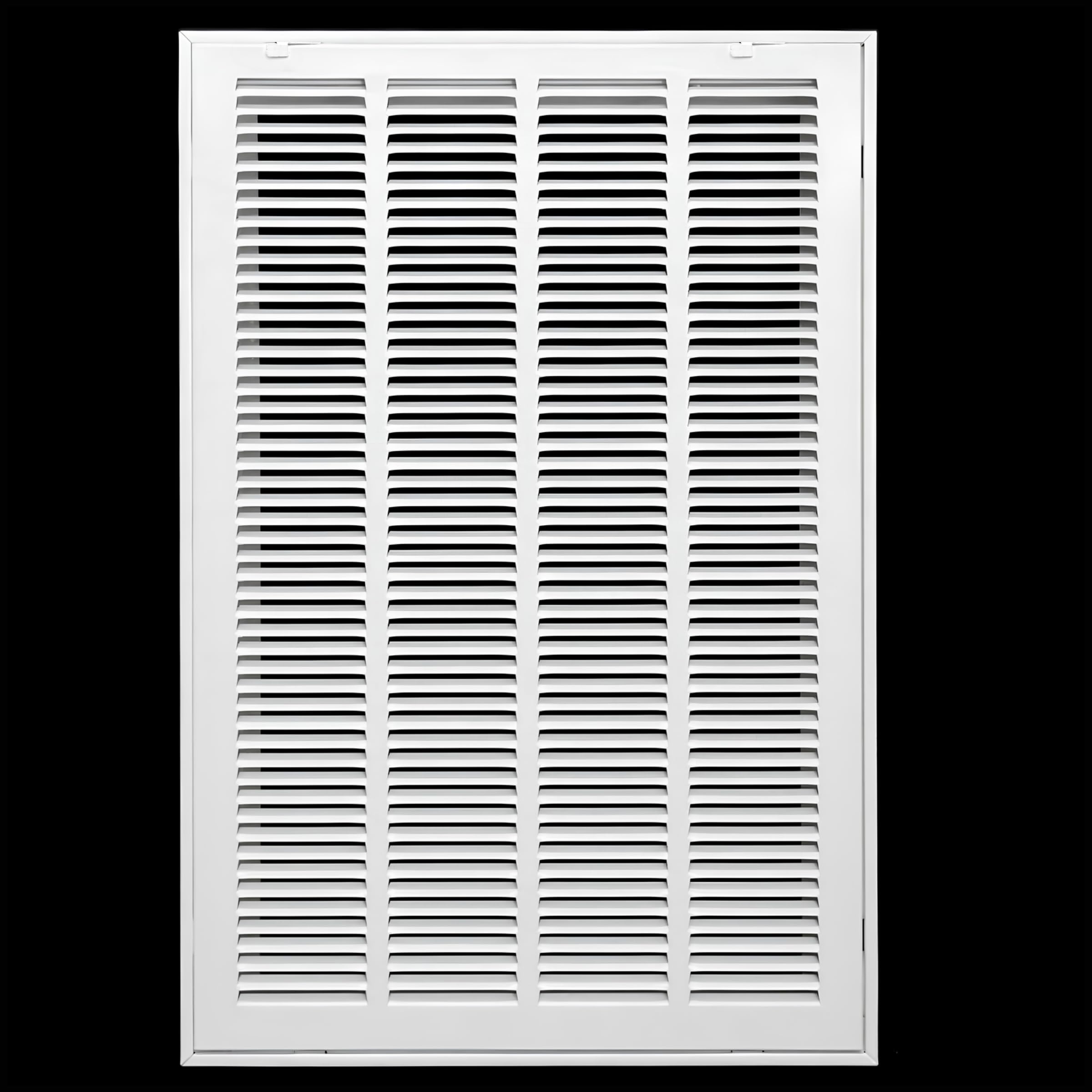 40,6 cm x 25 Stahl-Rücklaufluftfiltergitter für 2,5 cm Filter, feststehendes Scharnier, Decke empfohlen, HVAC-Kanalabdeckung – flache geprägte Oberfläche – weiß [Außenmaße: 18,5 x 26,75]