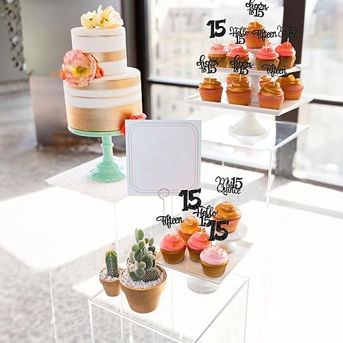 Miniatura 4 de 30 piezas de decoración para cupcakes de cumpleaños de 15 años, quince selecciones de magdalenas, felicitaciones a 15 años de edad, Mis membrillo 15