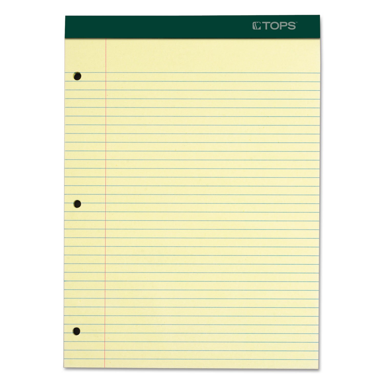 TOPS 63383 Legal Pad,80pt,Perforated,8-1/2"x11-3/4",College Rld,Canary