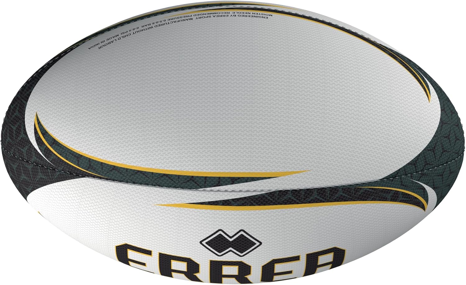 ERREA Rugby Premium Heritage HA0L0Z97040 New Grip Tech 4-Layer Hand-Sewn Game Ball, White/Black/Charcoal/Yellow